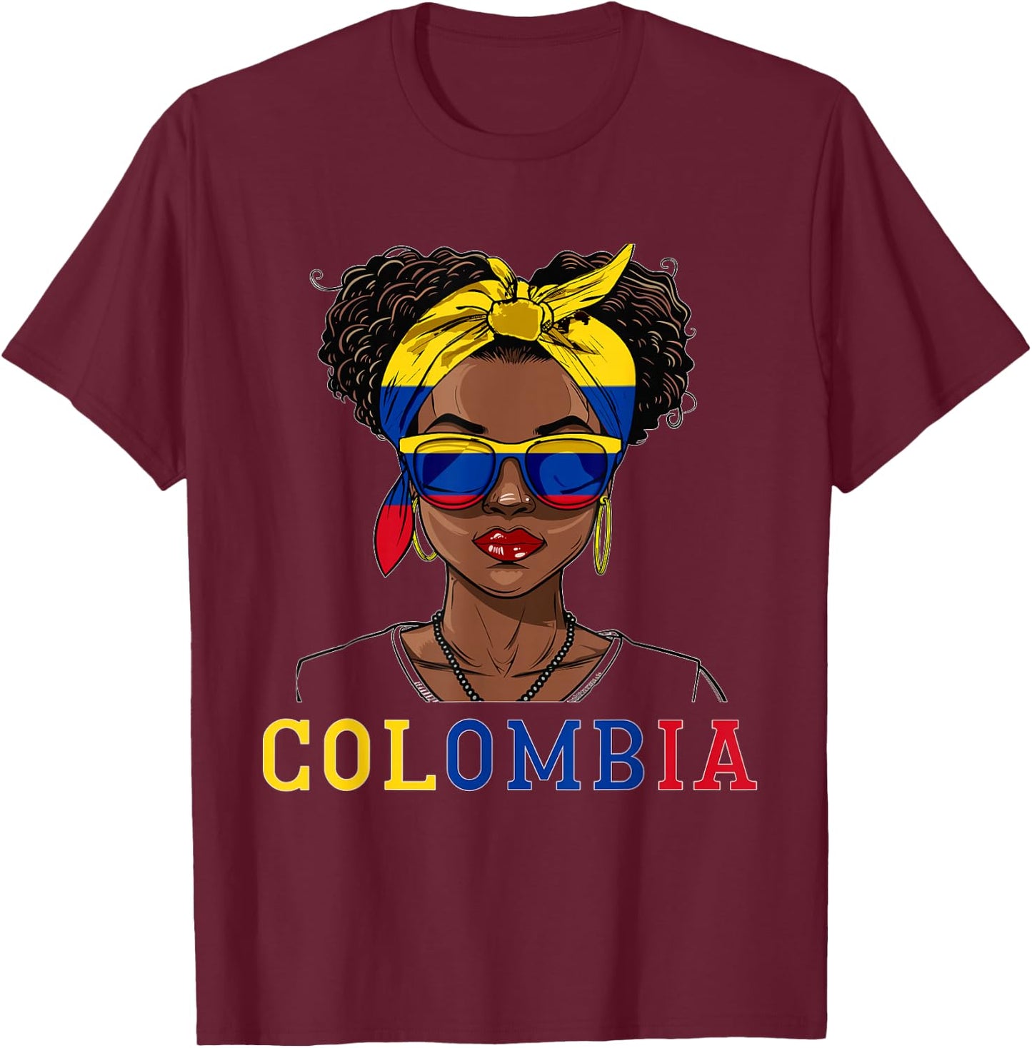 Colombia Flag Outfit for Woman Decor Souvenirs Colombian T-Shirt - T-Shirt | Maroon