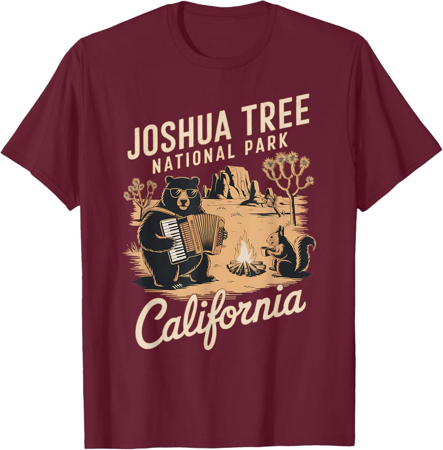 Retro Joshua Tree National Park California T-Shirt - T-Shirt | Maroon