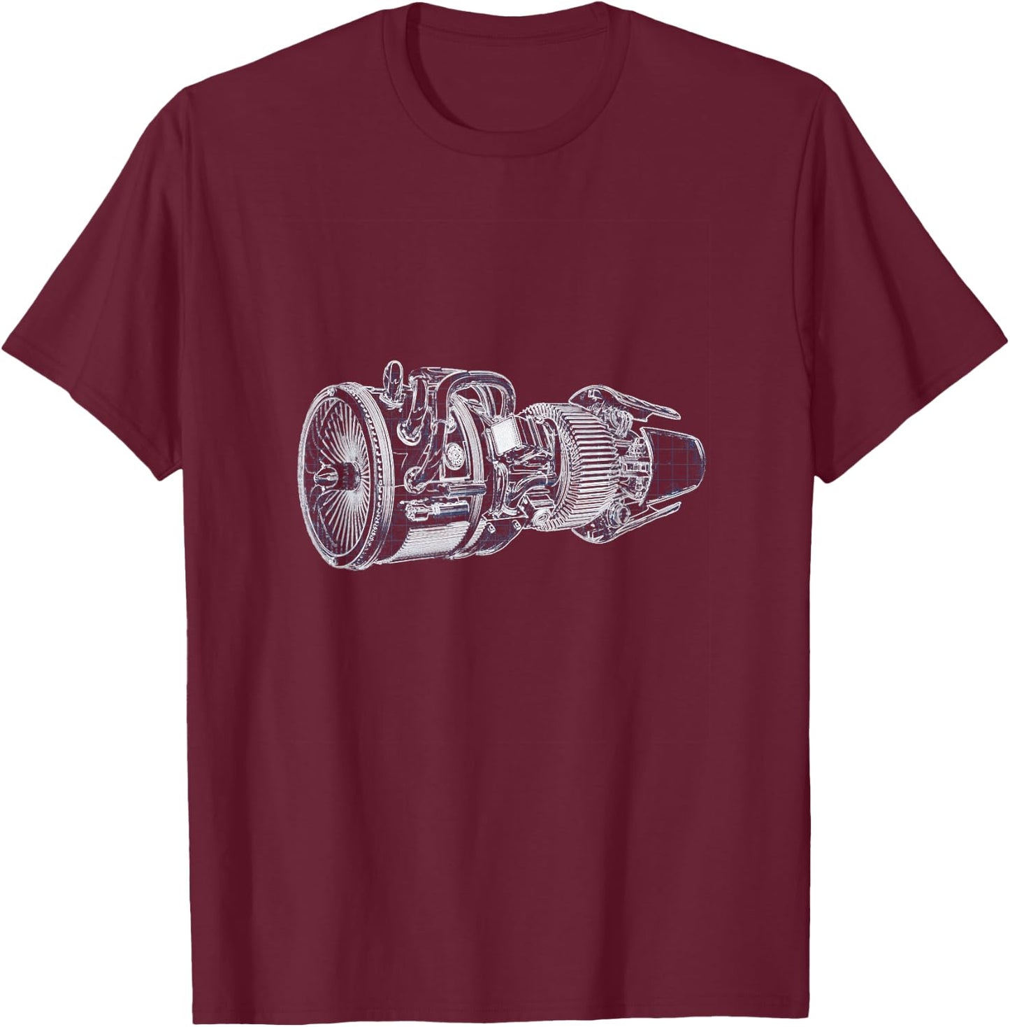 Jet Engine Blueprint Amazing - Engineers / Mechanics T-Shirt - T-Shirt | Maroon
