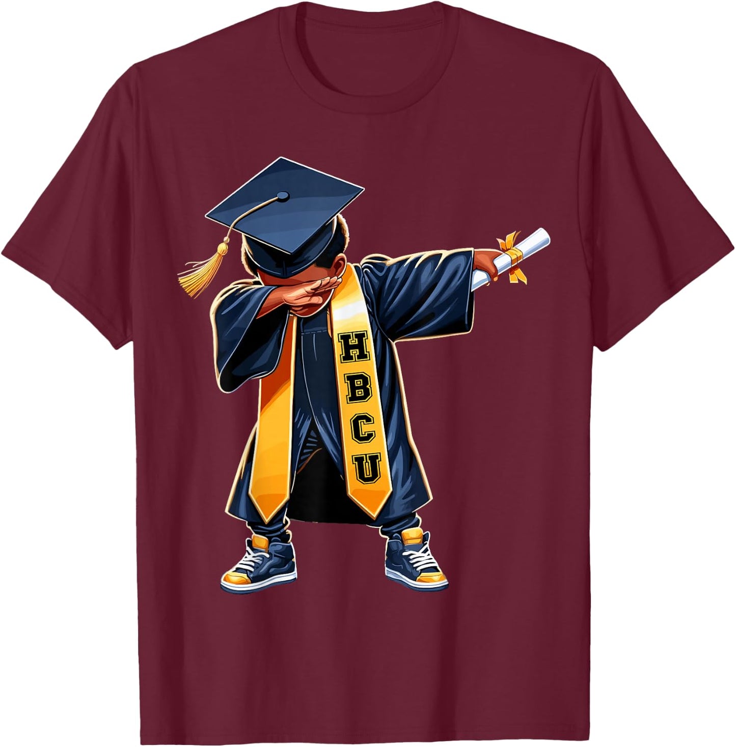 Kids HBCU Funny Boys Grad Dabbing Graduation T-Shirt - T-Shirt | Maroon