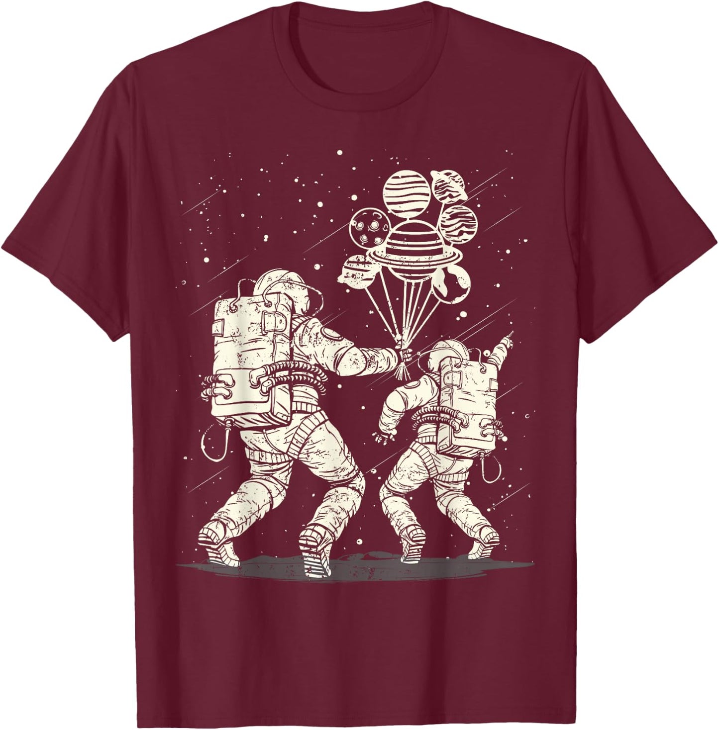 Funny Astronaut Dad & Son Daughter Galaxy Lover Fathers Day T-Shirt - T-Shirt | Maroon