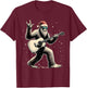 Funny Bigfoot Santa Hat Christmas Bigfoot Playing Guitar T-Shirt - T-Shirt | Maroon