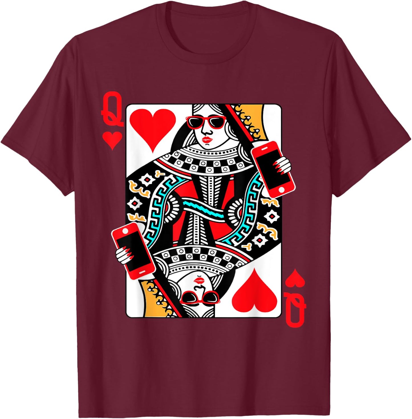 Qween Q of Hearts Funny Girls Blackjack Poker Casino T-Shirt - T-Shirt | Maroon