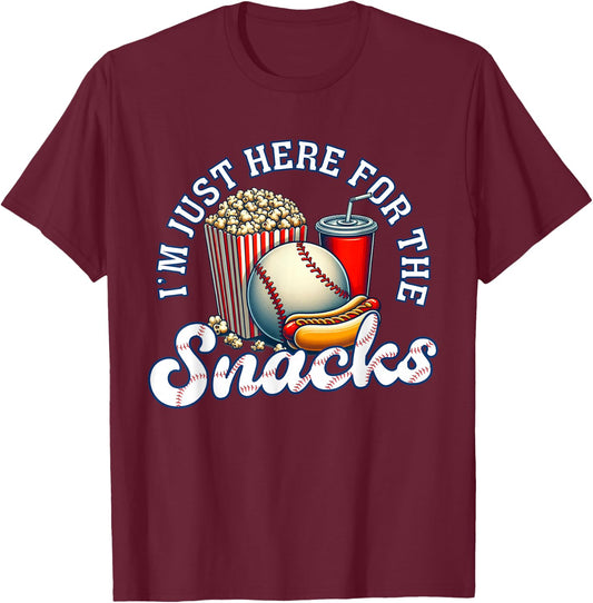 Baseball I'm Just Here For The Snacks T-Shirt - T-Shirt | Maroon