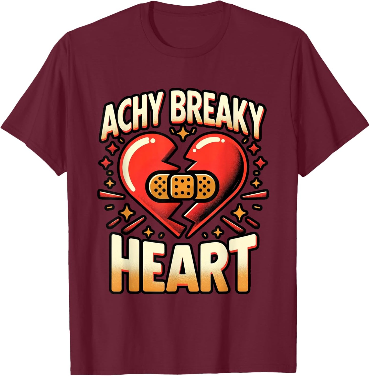 Broken Beats Achy Breaky Heart T-Shirt - T-Shirt | Maroon