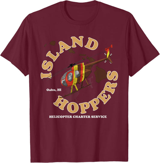 Magnum Island Helicopter Charter Service Hoppers T-Shirt - T-Shirt | Maroon