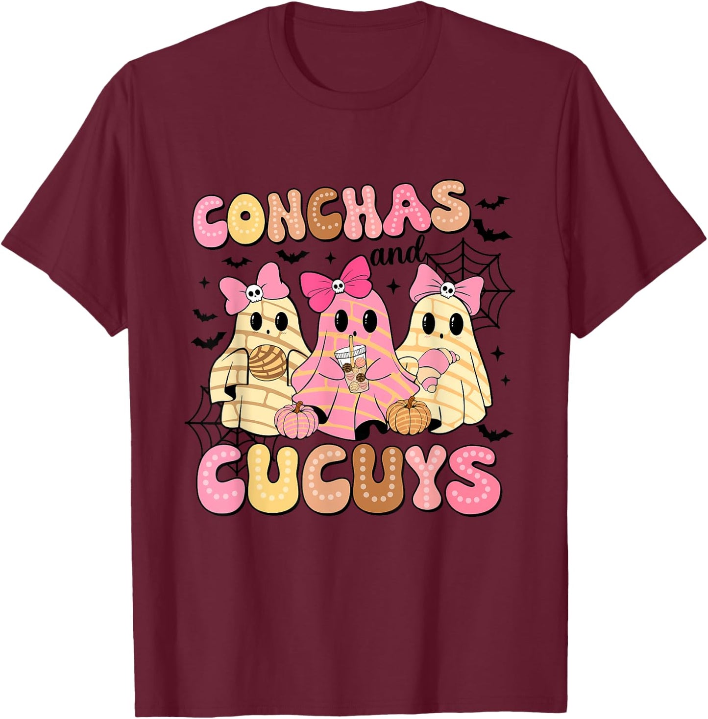 Conchas And Cucuys Spooky Season Halloween T-Shirt - T-Shirt | Maroon