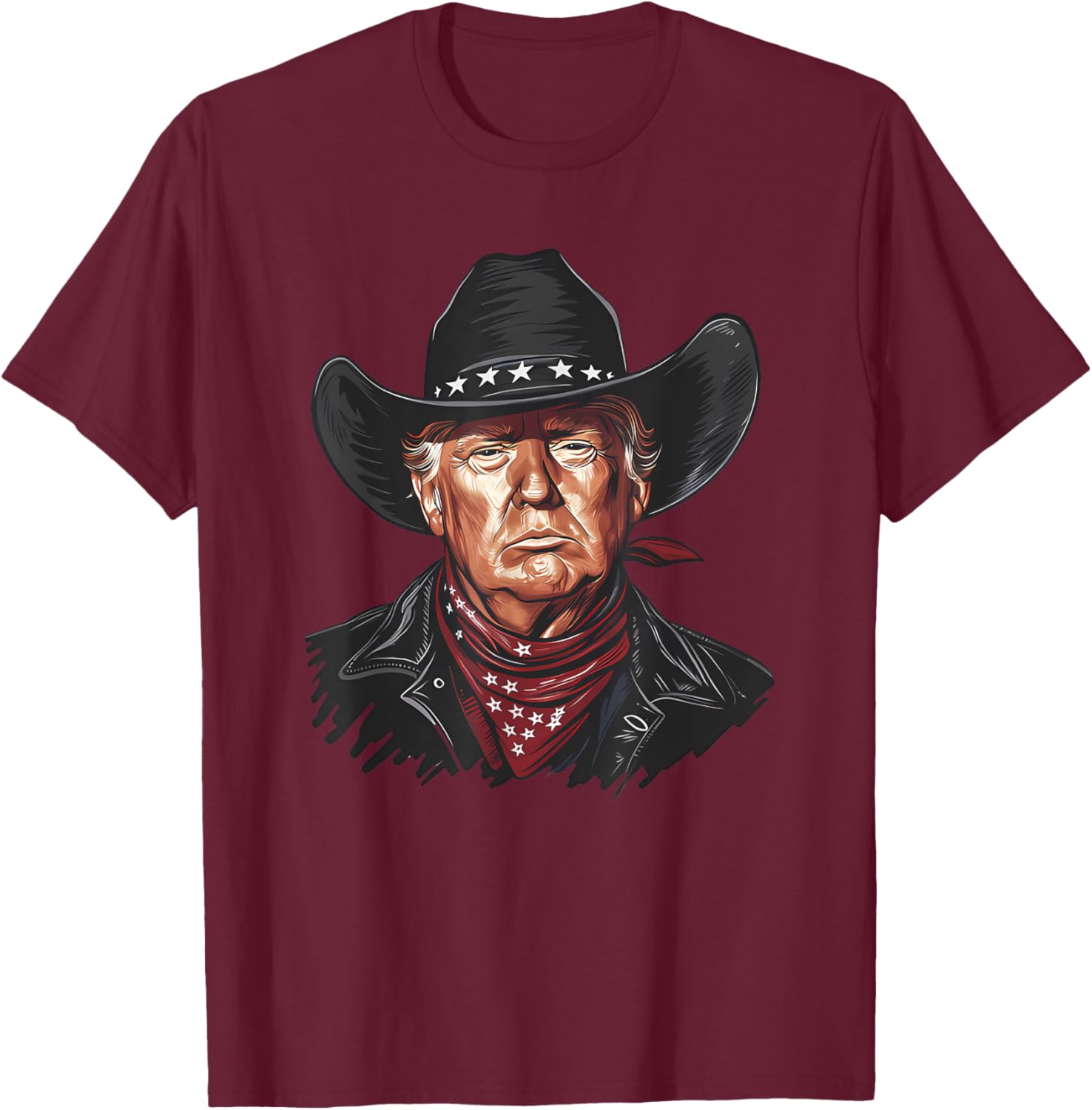 Funny Cowboy Western Donald Trump US Flag 2024 Election T-Shirt - T-Shirt | Maroon