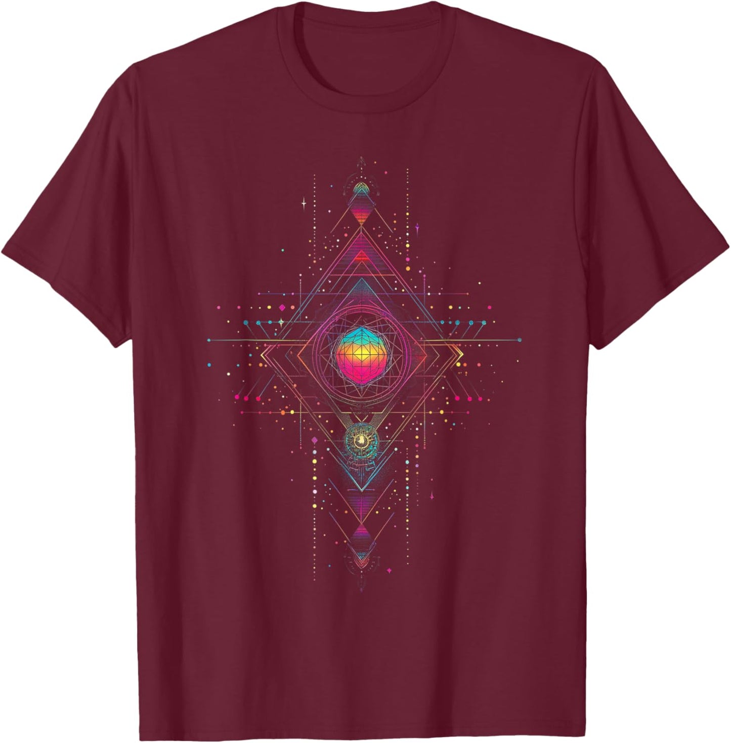 Sacred Geometry Metatron Cube Spiritual Yoga T-Shirt - T-Shirt | Maroon