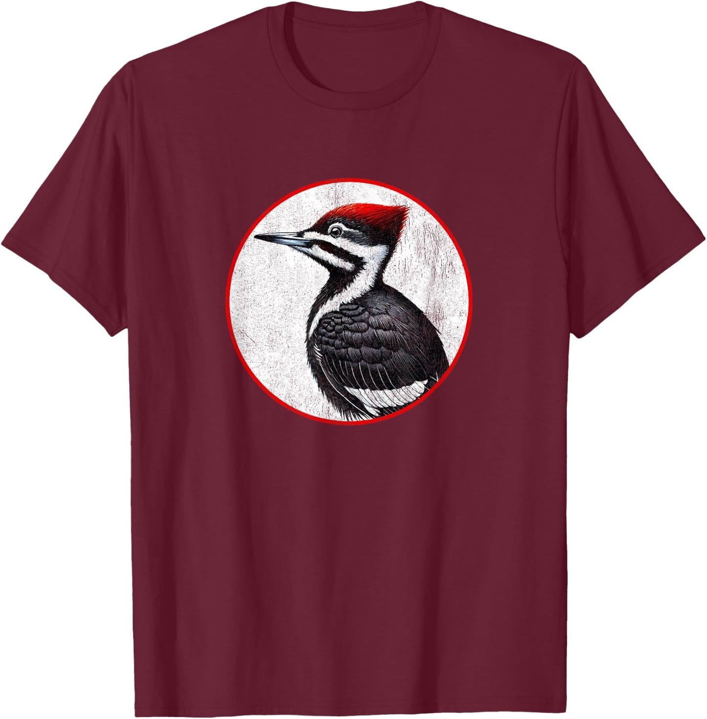Colorful Retro Pileated Woodpecker Bird Design T-Shirt - T-Shirt | Maroon