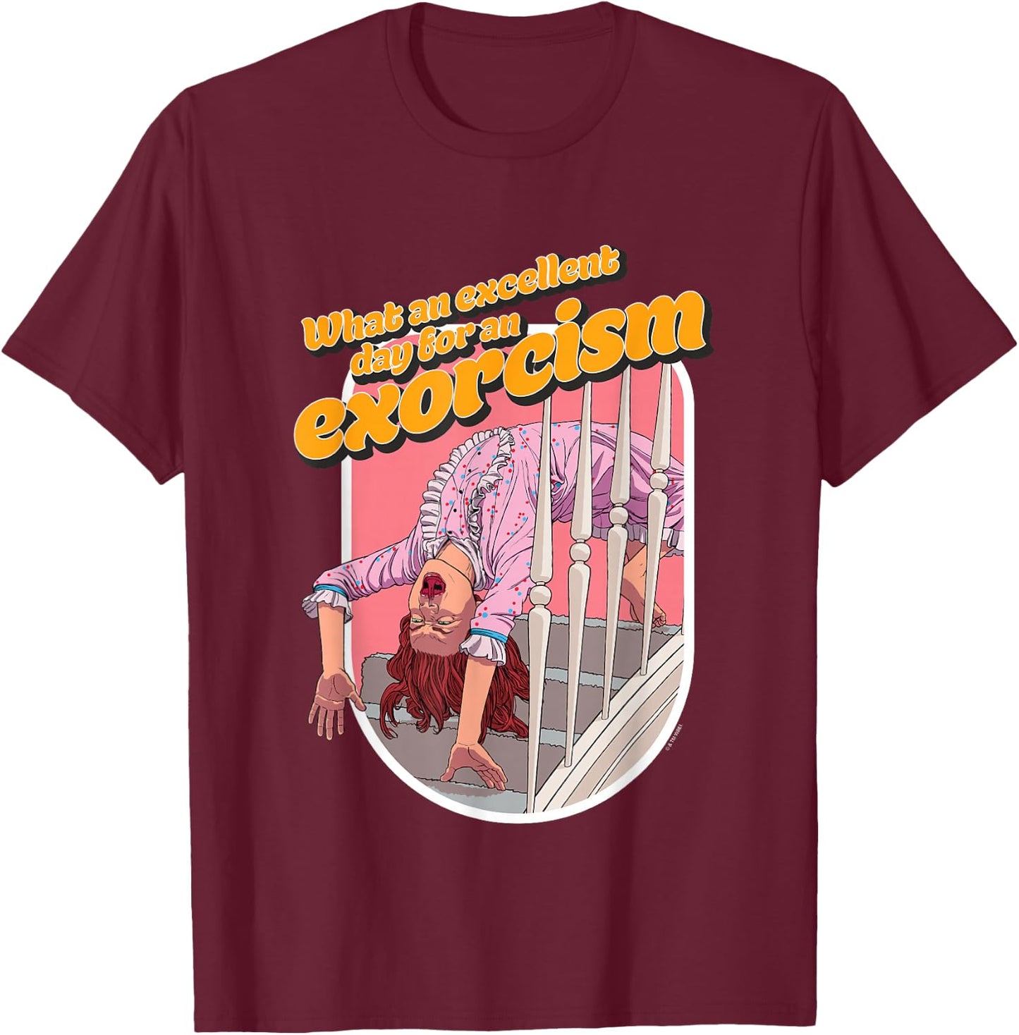 The Exorcist What An Excellent Day For An Exorcism Stairs T-Shirt - T-Shirt | Maroon