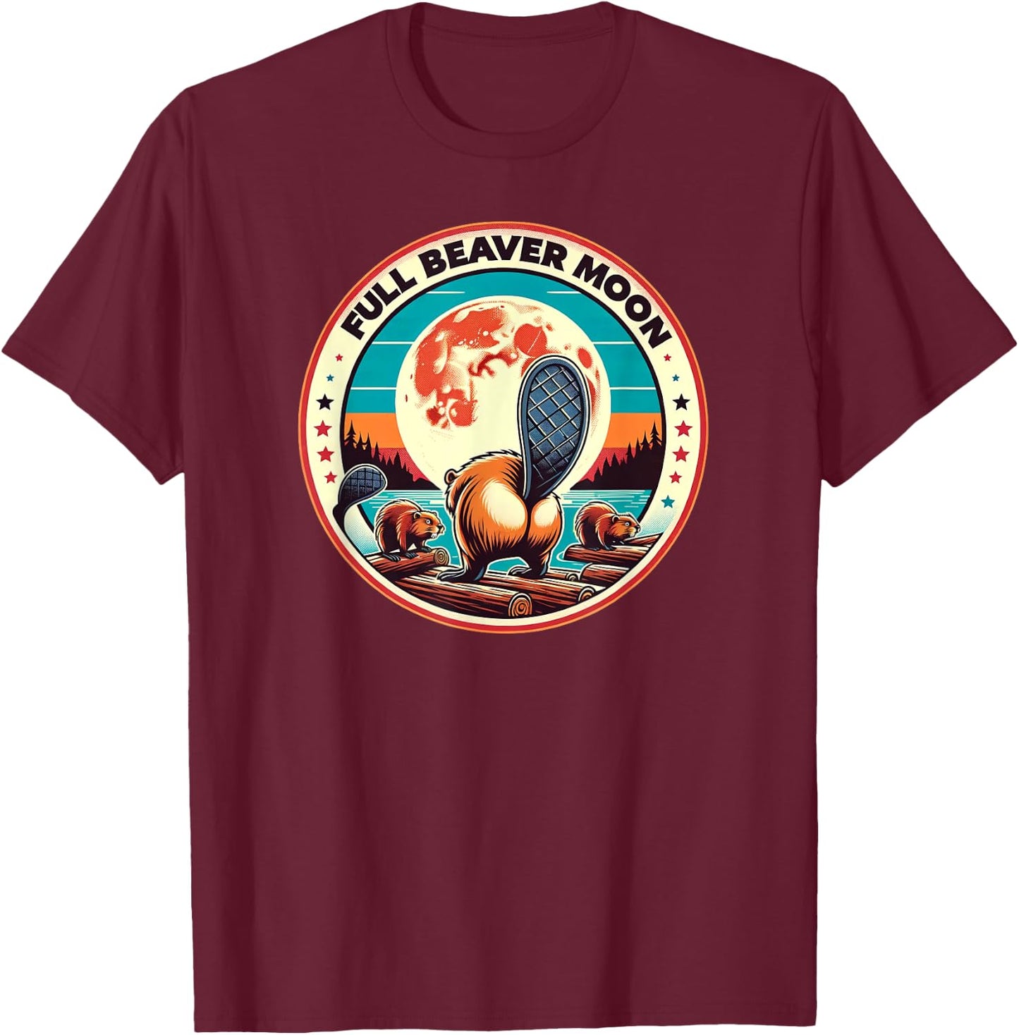 Full Beaver Moon T-Shirt - T-Shirt | Maroon