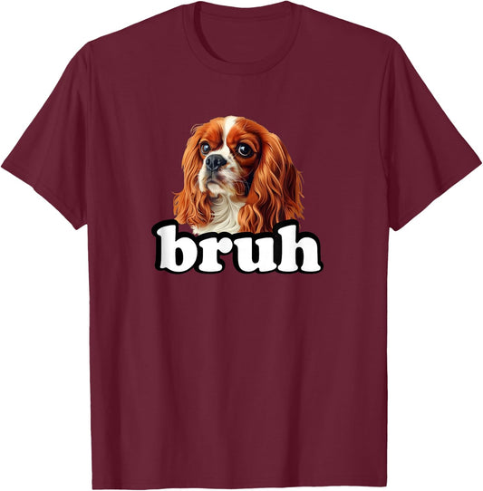 Cute Funny Bro Bruh Kids Cavalier King Charles Spaniel Dog T-Shirt - T-Shirt | Maroon