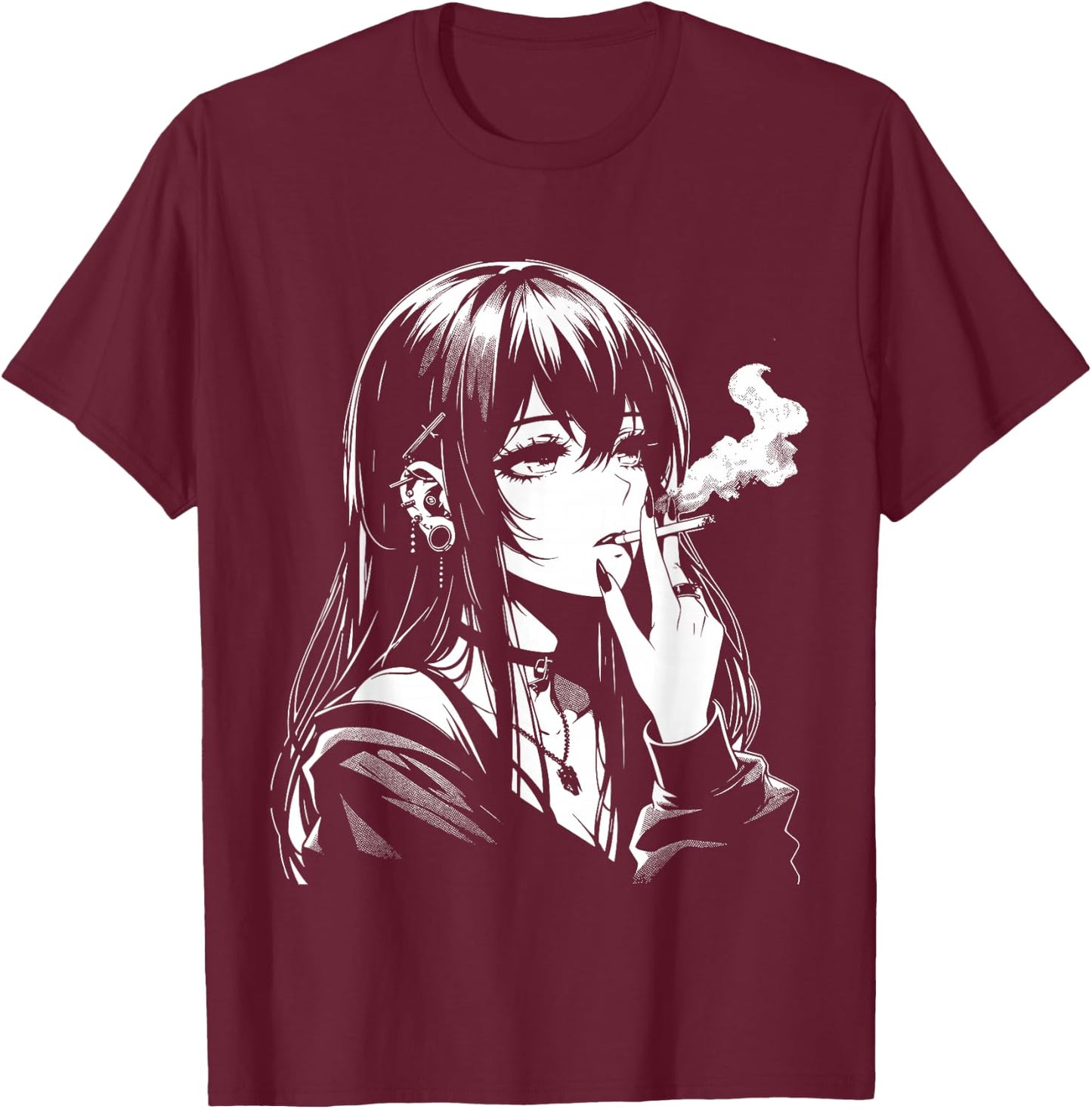 Anime Manga Otaku Waifu Girl Japanese Aesthetic T-Shirt - T-Shirt | Maroon