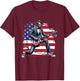 American Flag Patriotic Rock Guitar Abe Lincoln 4th Of July T-Shirt - T-Shirt | Maroon