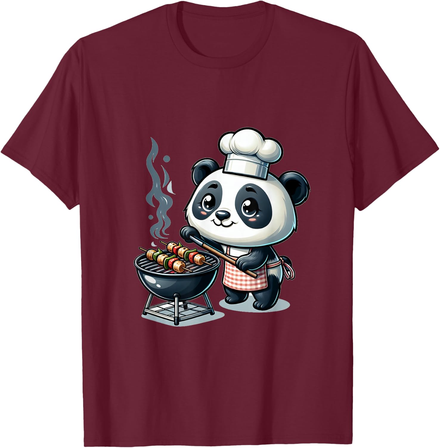 Cute BBQ Panda T-Shirt - T-Shirt | Maroon