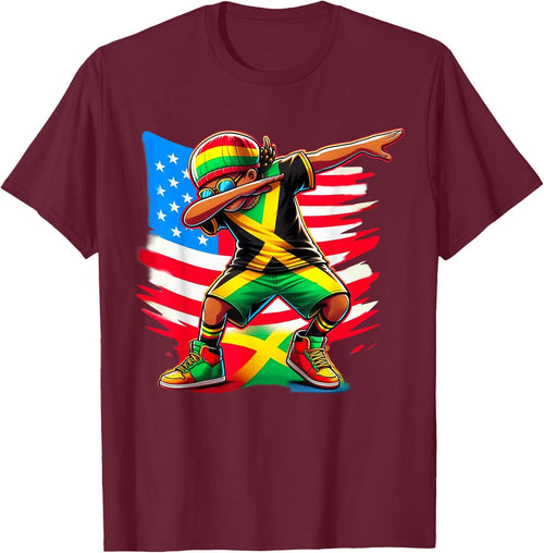 Half American Half Jamaican Boy Patriotic 4th of July