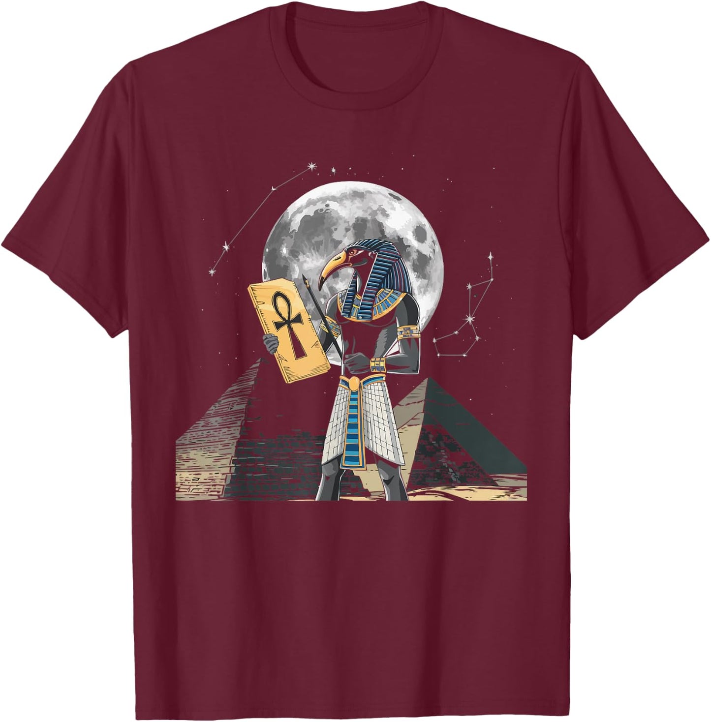 Thoth Egyptian God Egyptian Mythology Pyramid Ancient Egypt T-Shirt - T-Shirt | Maroon