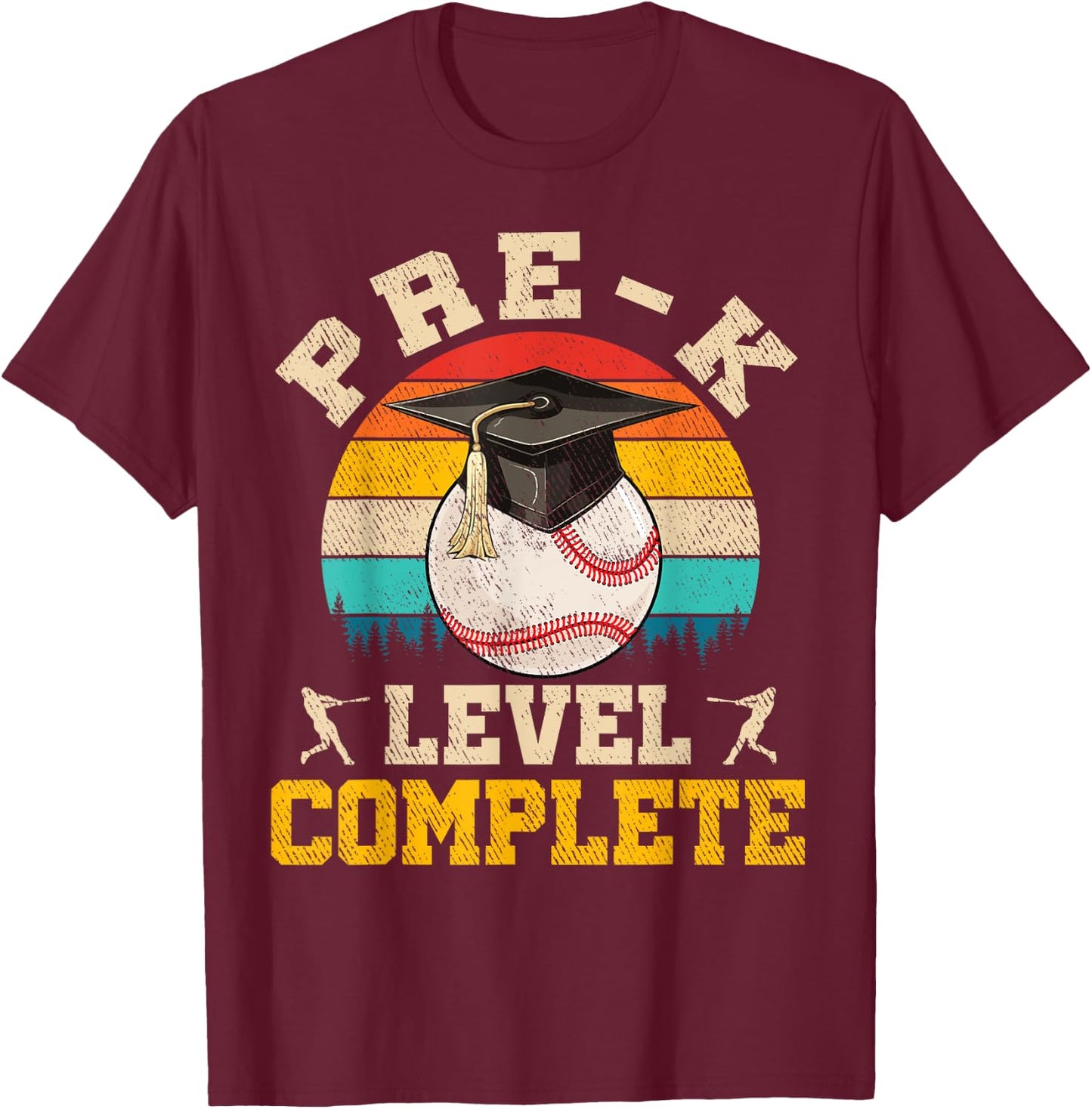 Pre-K Level Complete Baseball Boy Last Day Of School T-Shirt - T-Shirt | Maroon