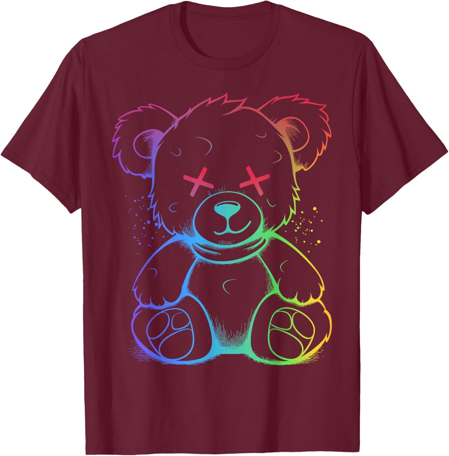Evil Teddy Bear Dark Scary Fantasy Gothic Teddy Cuddling T-Shirt - T-Shirt | Maroon