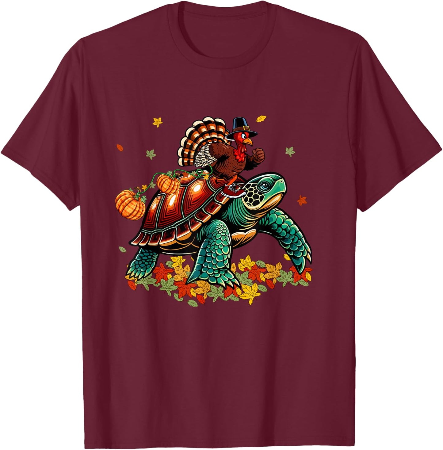 Turkey Riding Turtle Thanksgiving Costume Kids Toddler T-Shirt - T-Shirt | Maroon