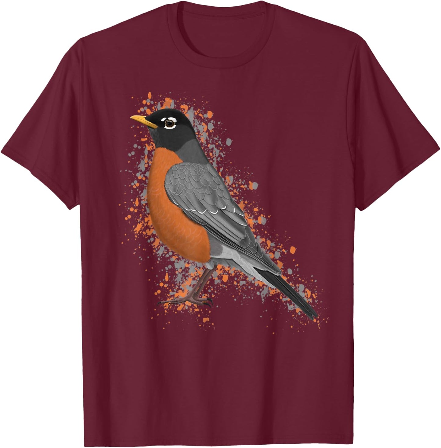 American Robin Bird Birder Birdlover Birdwatcher Animal T-Shirt - T-Shirt | Maroon