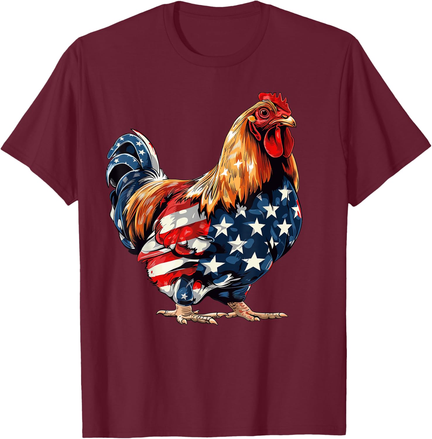 Chicken American Flag 4th of July Chicken Gifts Kids T-Shirt - T-Shirt | Maroon