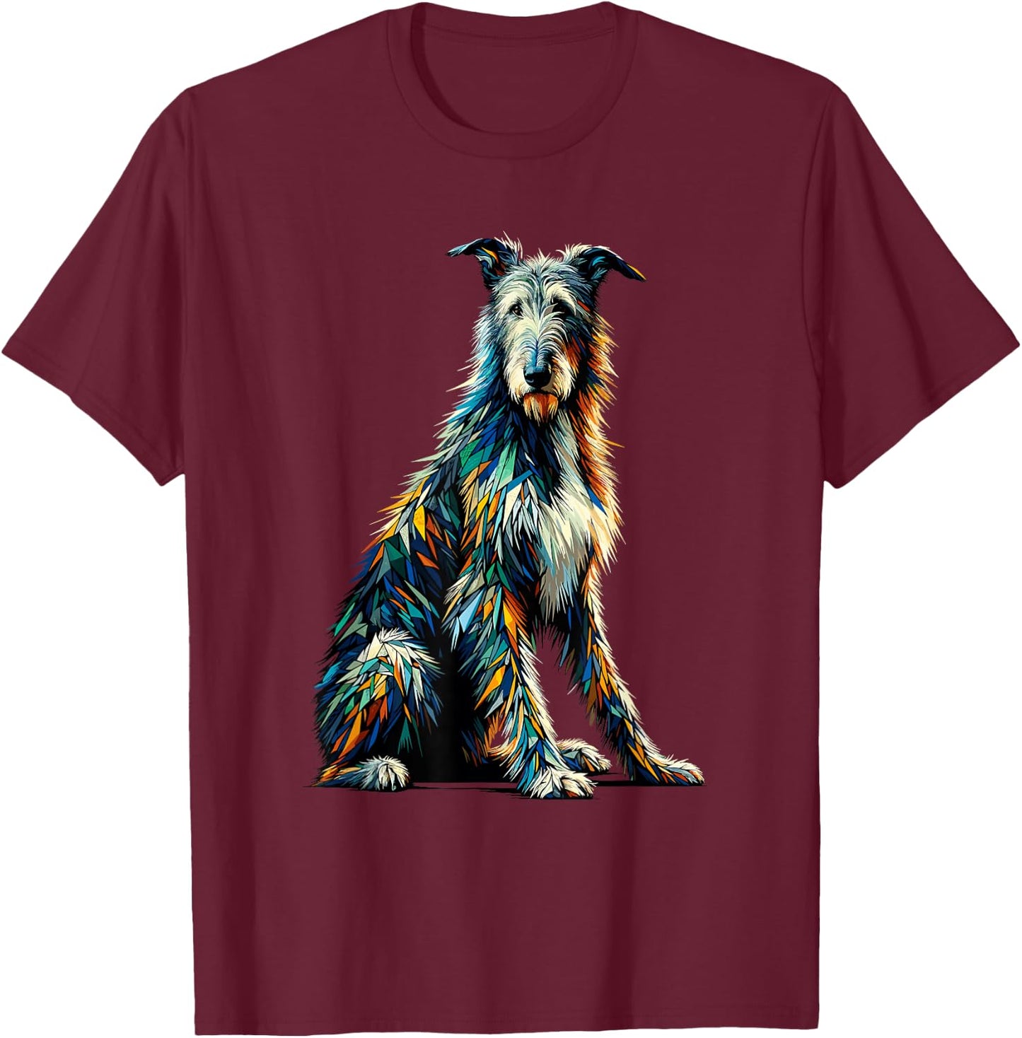 Polygon Art Irish Wolfhound T-Shirt - T-Shirt | Maroon