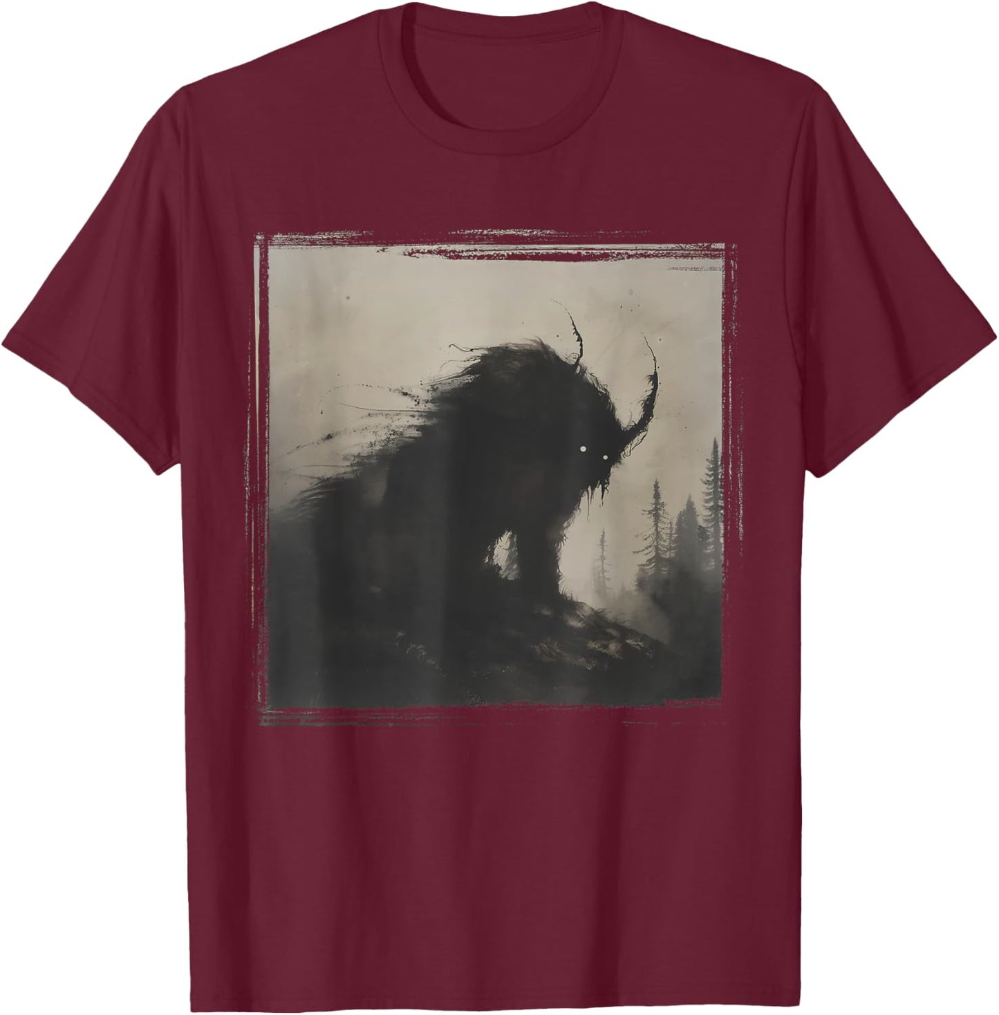 Dark Horror Nightmare Demonic Monster Gothic Alt Scary Art T-Shirt - T-Shirt | Maroon