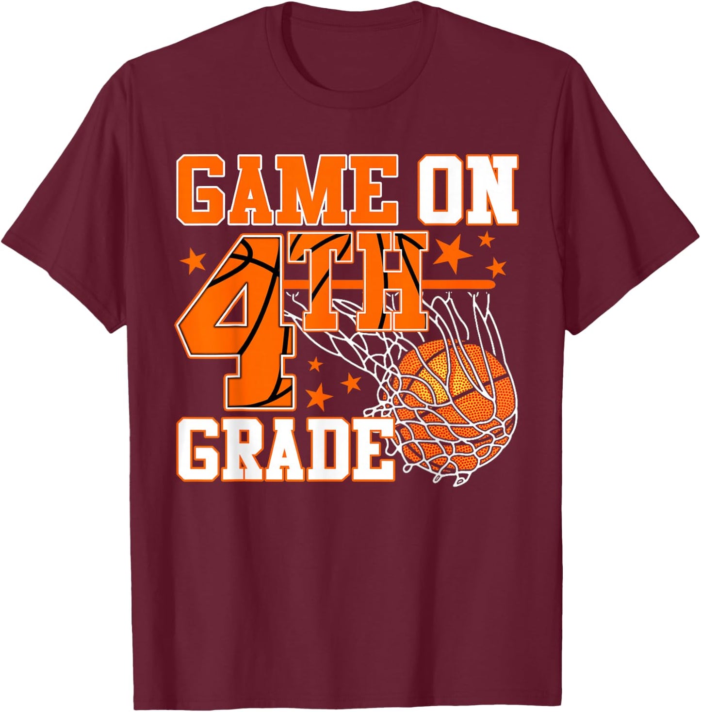 Vintage Game On Fourth Grade Basketball Back to School Boy T-Shirt - T-Shirt | Maroon