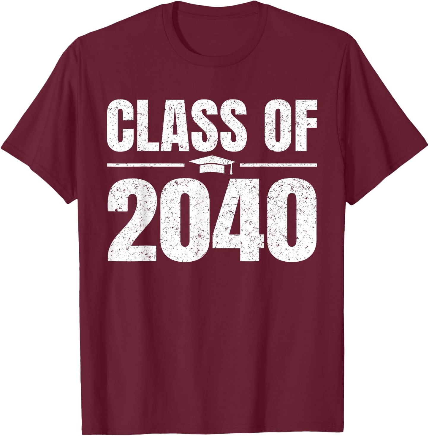 Kindergarten Class of 2040 Grow With Me Kinder Graduation T-Shirt - T-Shirt | Maroon