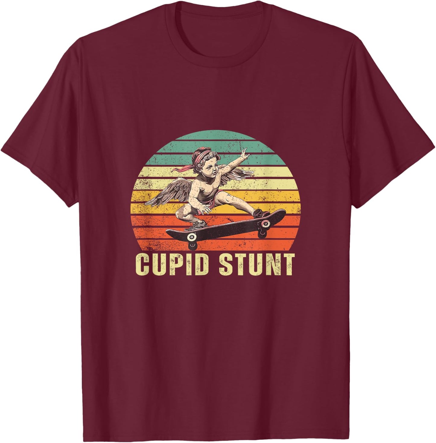 Retro Vintage Cupid Stunt Unhinged Cringe Funny T-Shirt - T-Shirt | Maroon