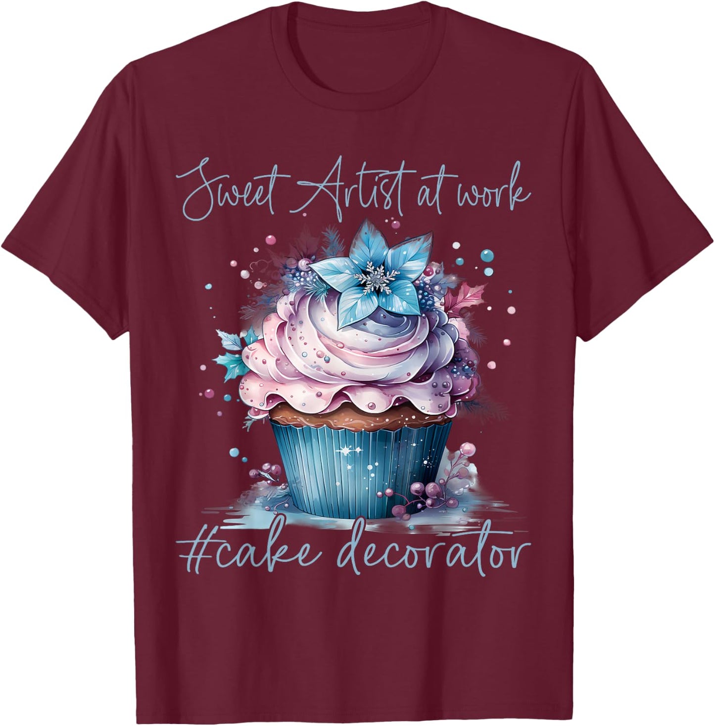 Sweet Artist at work cake decorator Cake Artist Heartbeat T-Shirt - T-Shirt | Maroon