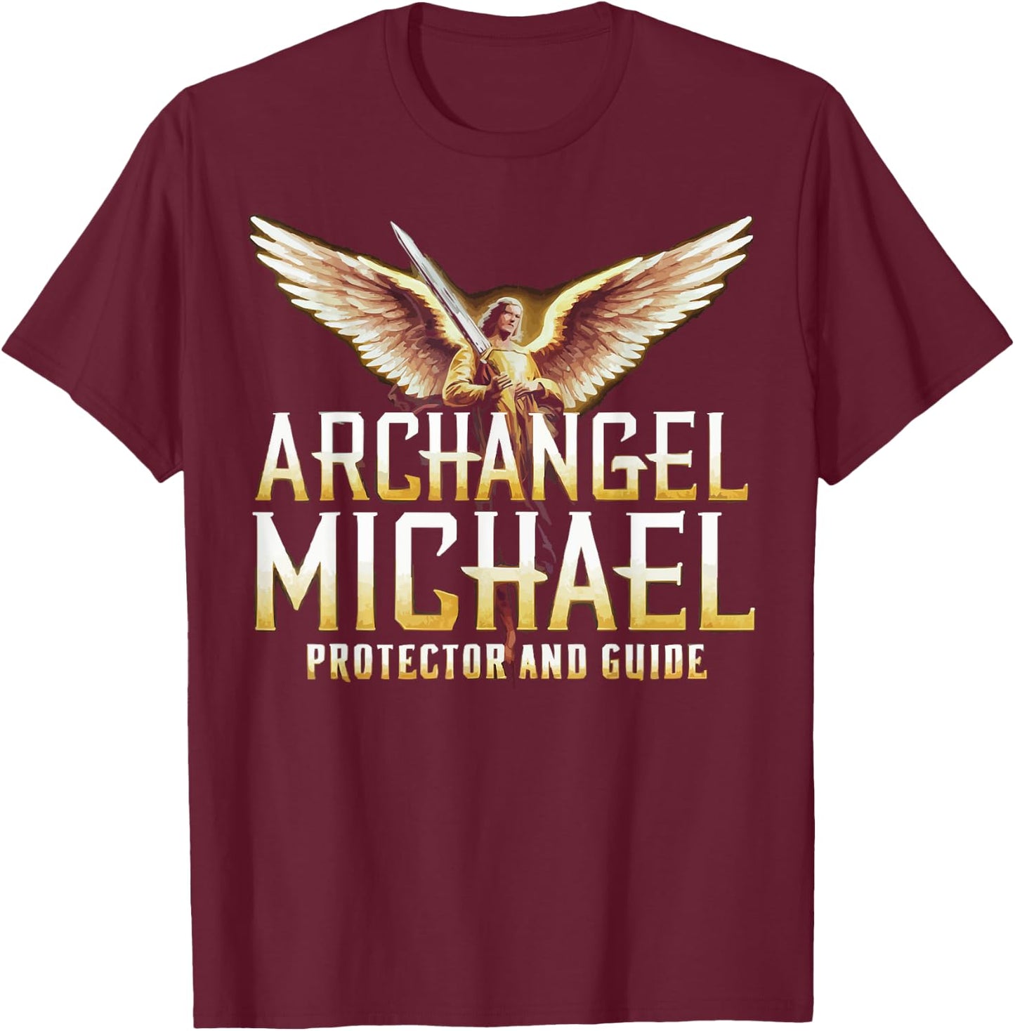 Archangel Michael Catholic Christianity Guardian Angel T-Shirt - T-Shirt | Maroon