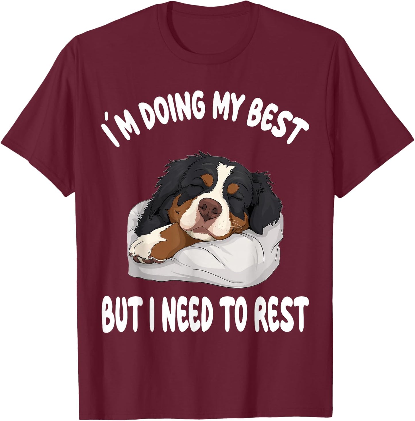 Bernese Mountain Dog Official Sleepshirt Pajamas Nightgown T-Shirt - T-Shirt | Maroon