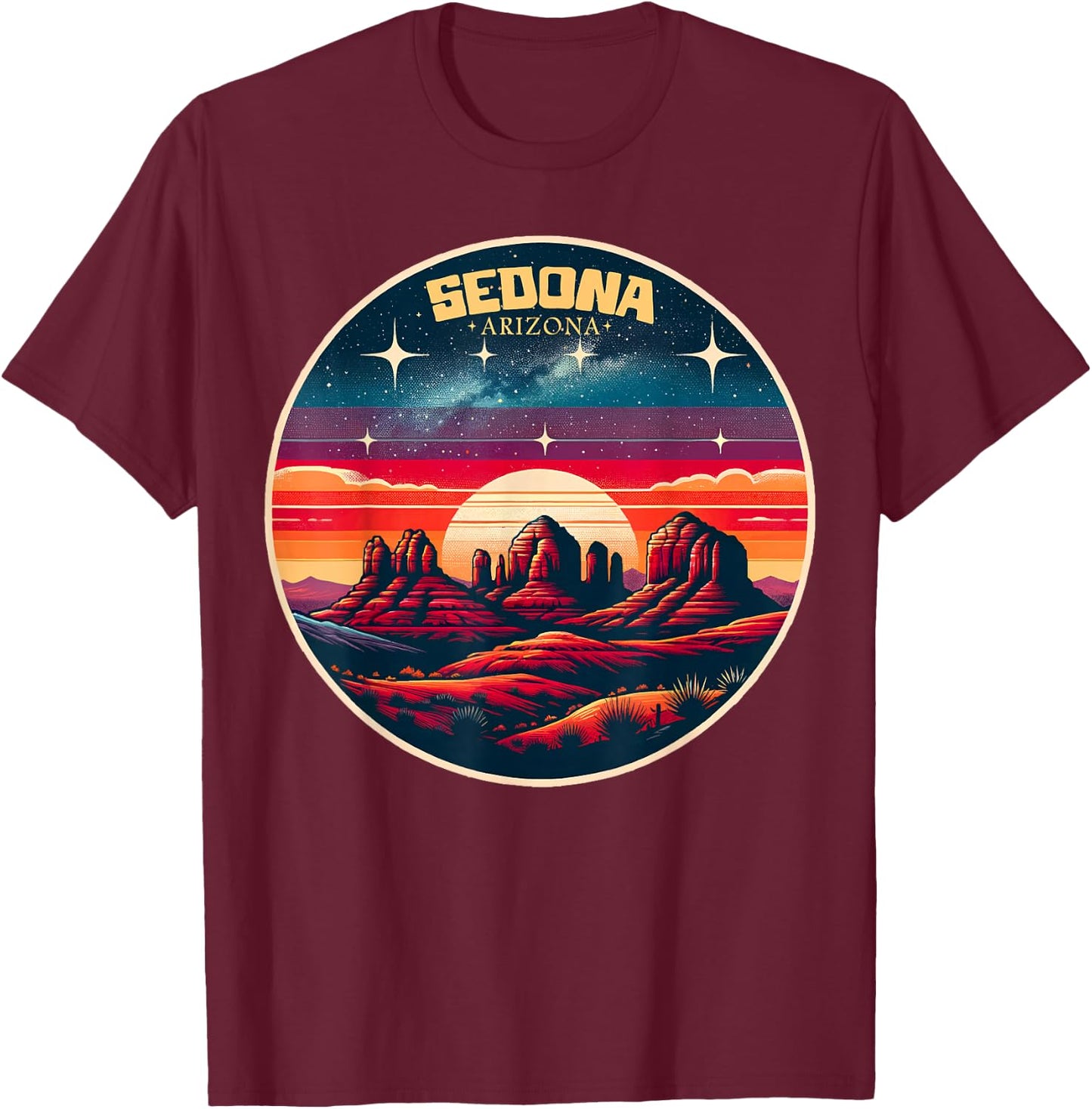 Sedona AZ Hiking Outdoors Mountain Sedona USA Retro Vintage T-Shirt - T-Shirt | Maroon