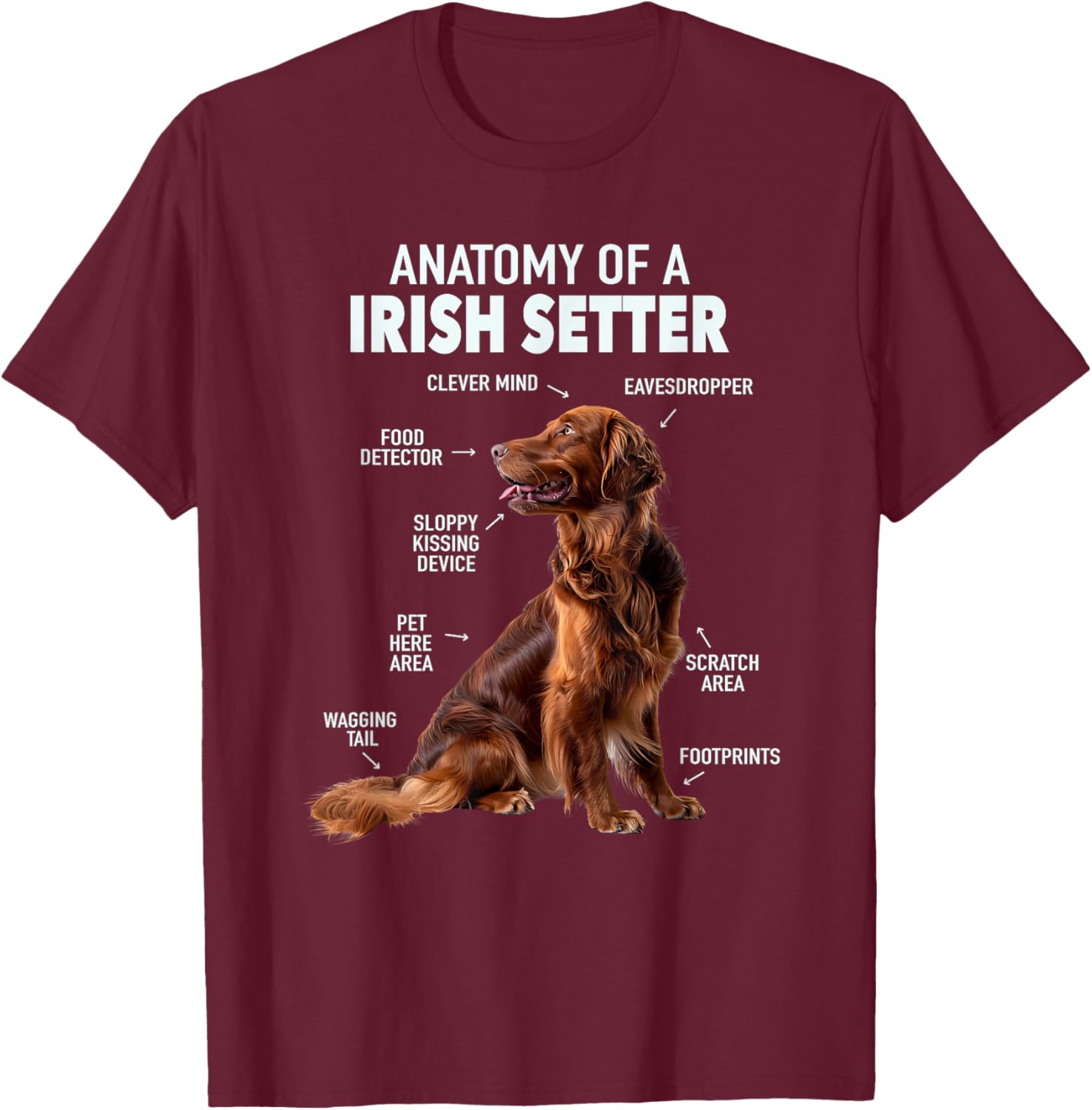 Anatomy Of A Irish Setter T-Shirt - T-Shirt | Maroon