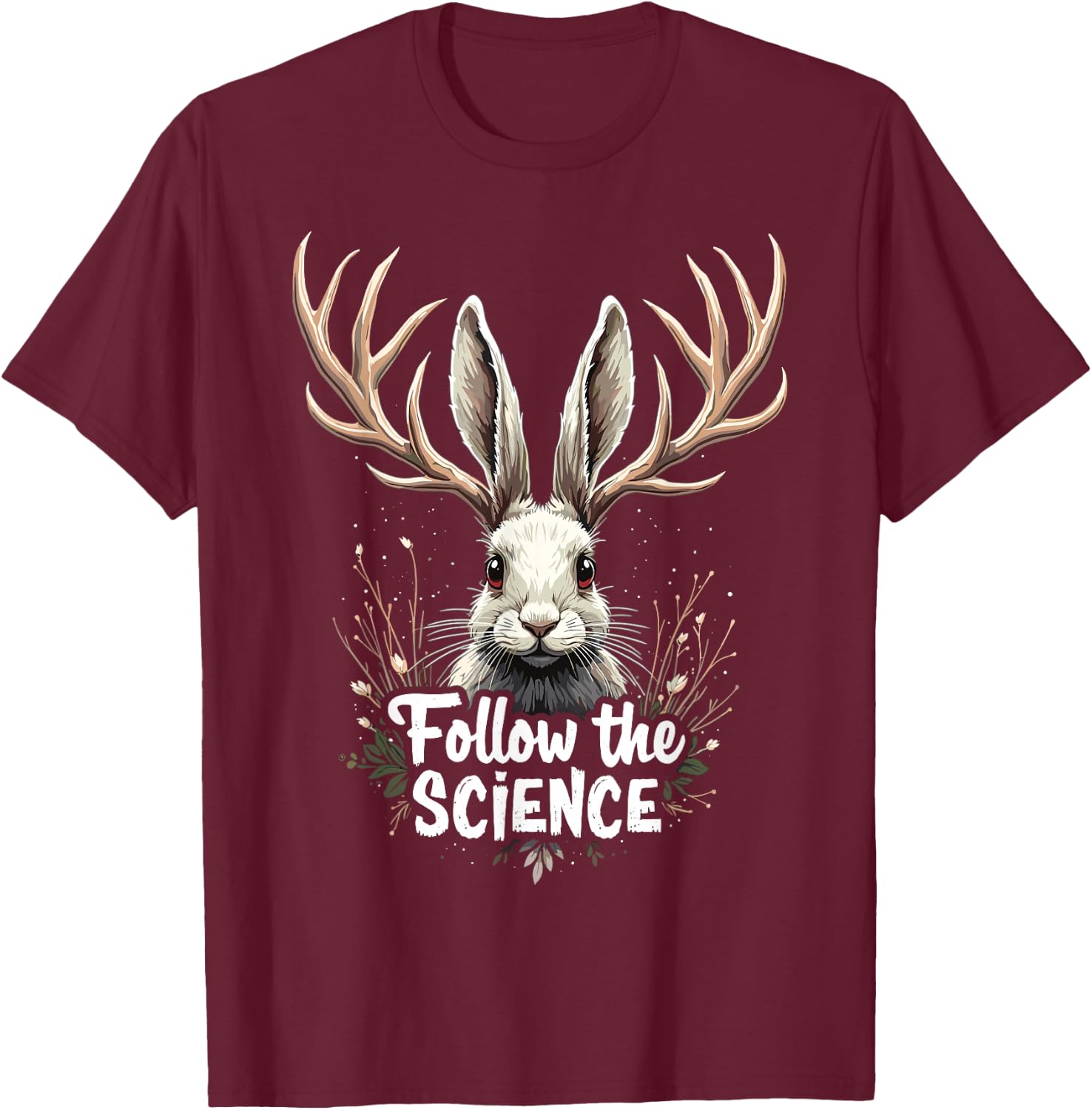 Jackalope Cryptid Mythical Rabbit T-Shirt - T-Shirt | Maroon