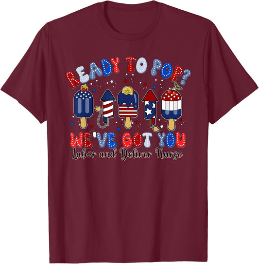 Summer Labor and Delivery Nurse 4th Of July Independence Day T-Shirt - T-Shirt | Maroon