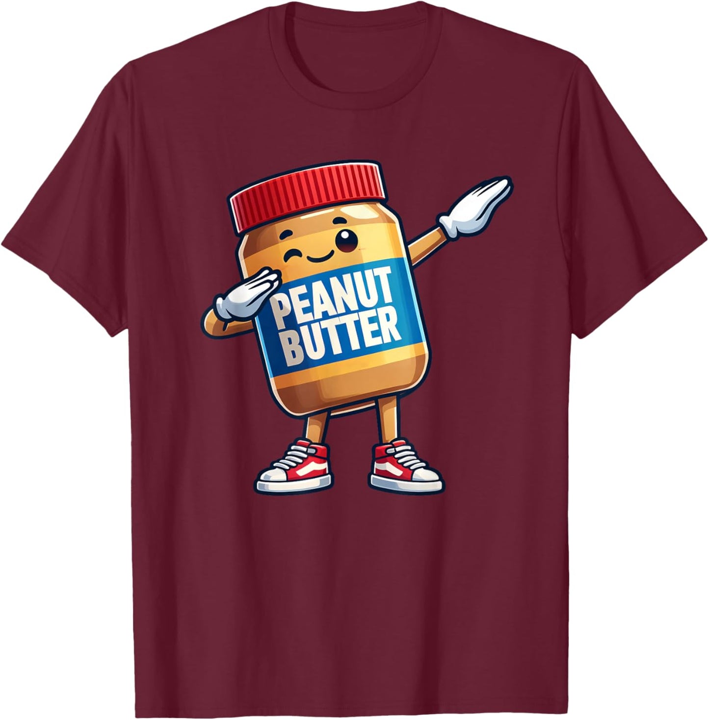 Funny Peanut Butter Jelly Jar Dabbing Boys Girls Kids T-Shirt - T-Shirt | Maroon