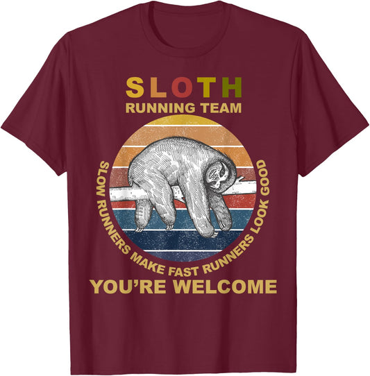 Sloth Running Team Funny Sloth Runner Gifts Women T-Shirt - T-Shirt | Maroon