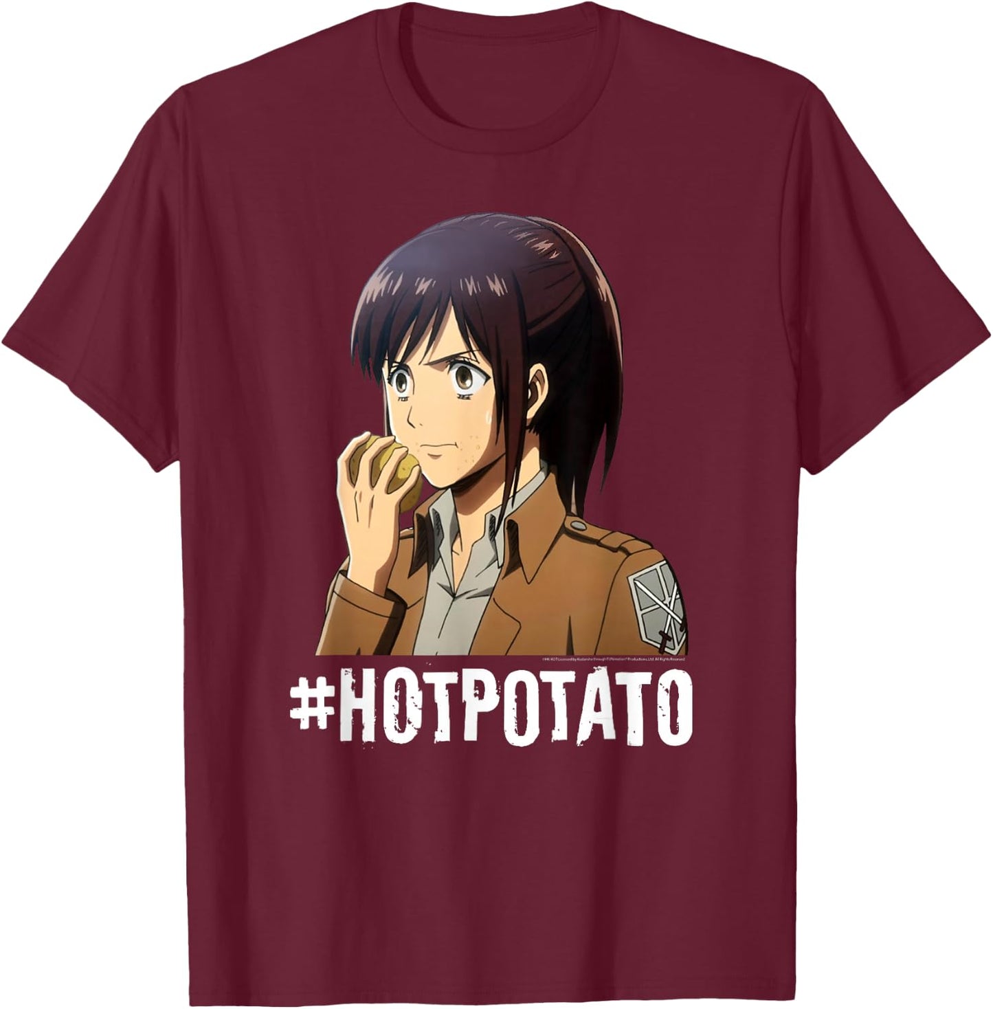Attack on Titan #Hotpotato Potato Girl AOT Anime T-Shirt - T-Shirt | Maroon