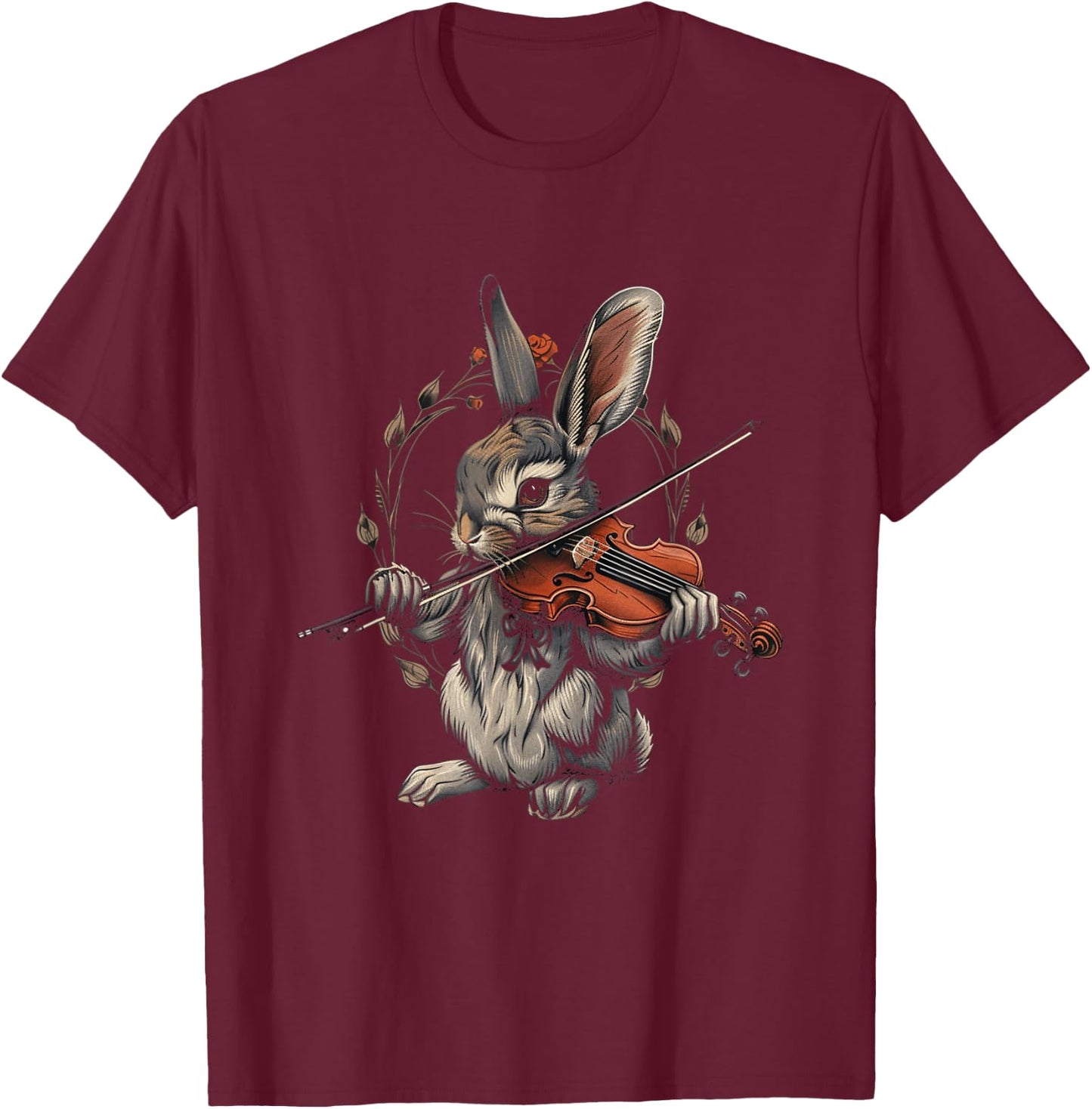 Rabbit Playing Violin for Violin Player Bunny Rabbit Graphic T-Shirt - T-Shirt | Maroon