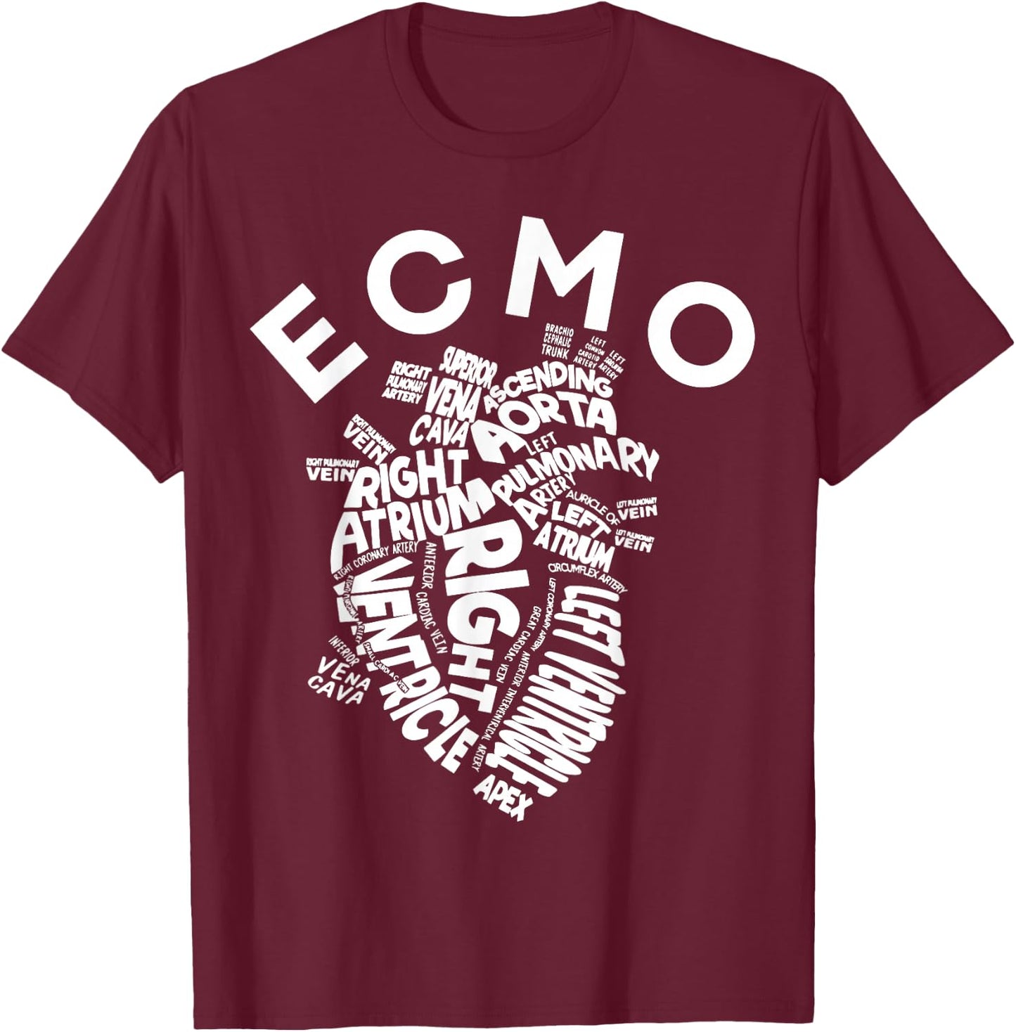 ECMO Heart Nurse Anatomy ECMO Specialist Crew CVICU T-Shirt - T-Shirt | Maroon