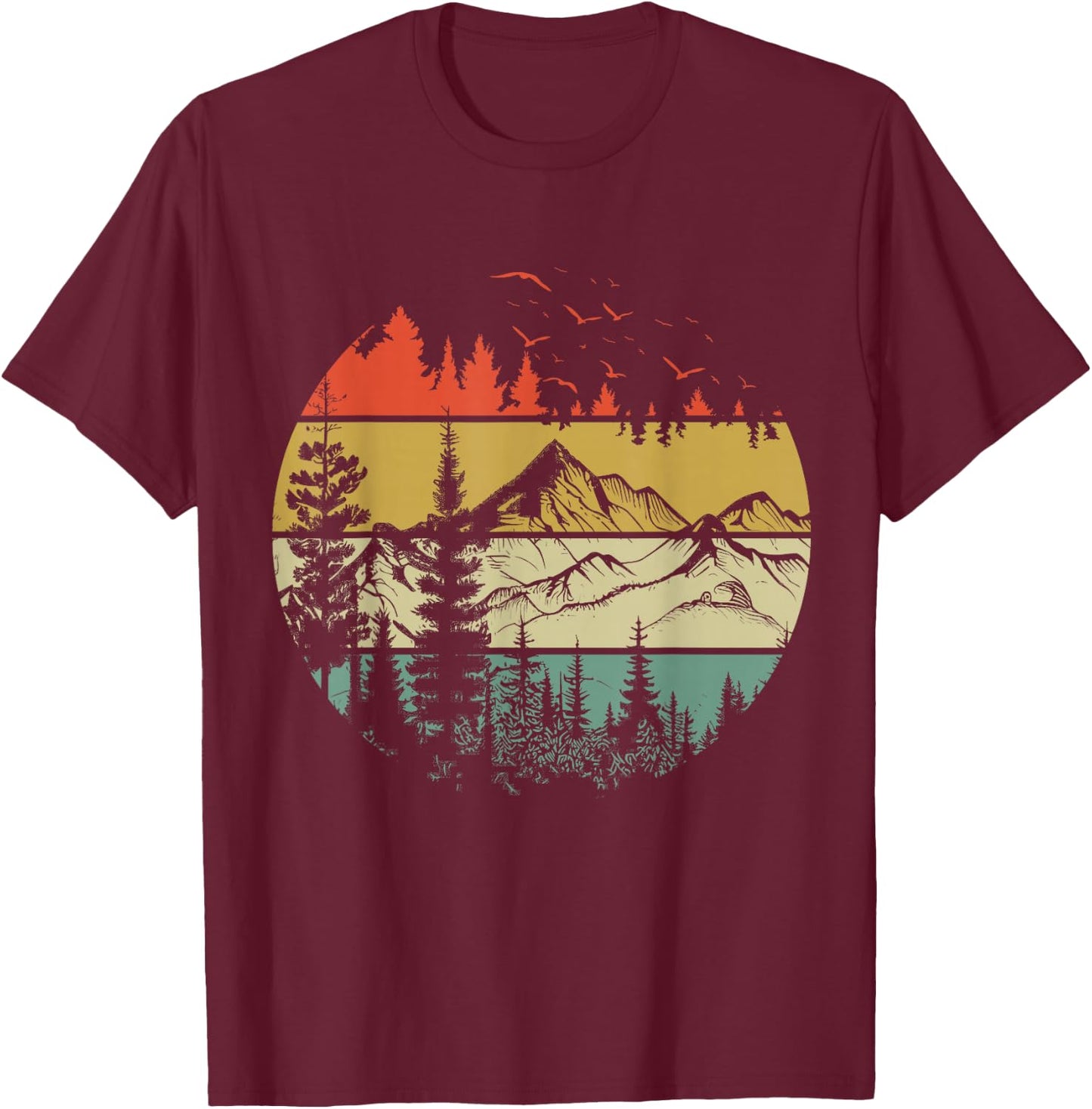 Trees Wildlife Nature Vintage Forest T-Shirt - T-Shirt | Maroon
