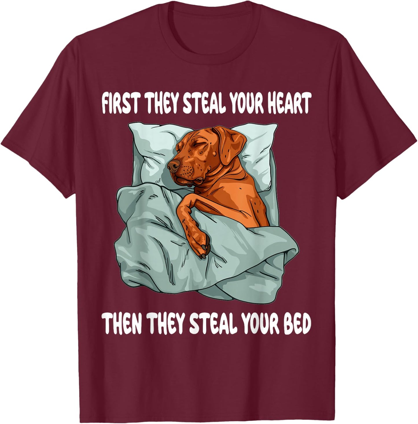 Rhodesian Ridgeback Sleeping Pajamas Nightgown T-Shirt - T-Shirt | Maroon