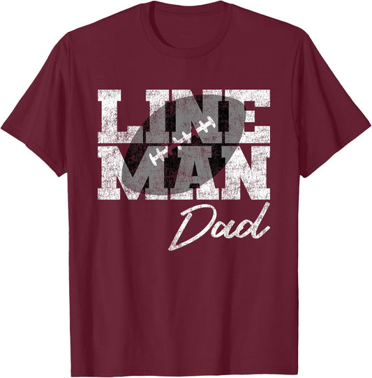 Lineman Dad - Football Player Matching Family T-Shirt - T-Shirt | Maroon