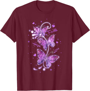Butterfly Faith Hope Love Butterfly Lovers Insects T-Shirt - T-Shirt | Maroon
