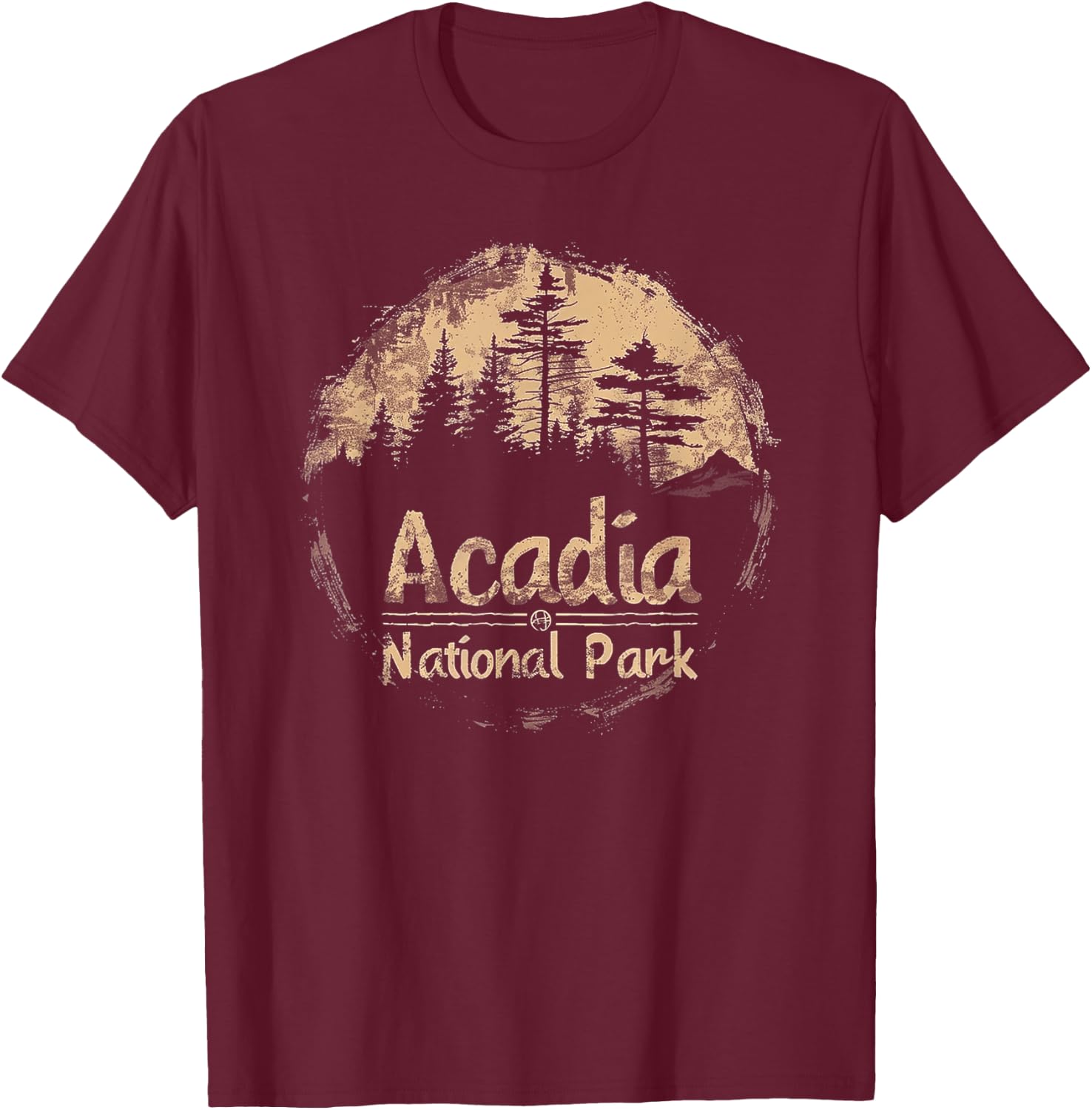 Acadia - US National Park Vintage Men Women Kids Retro T-Shirt - T-Shirt | Maroon