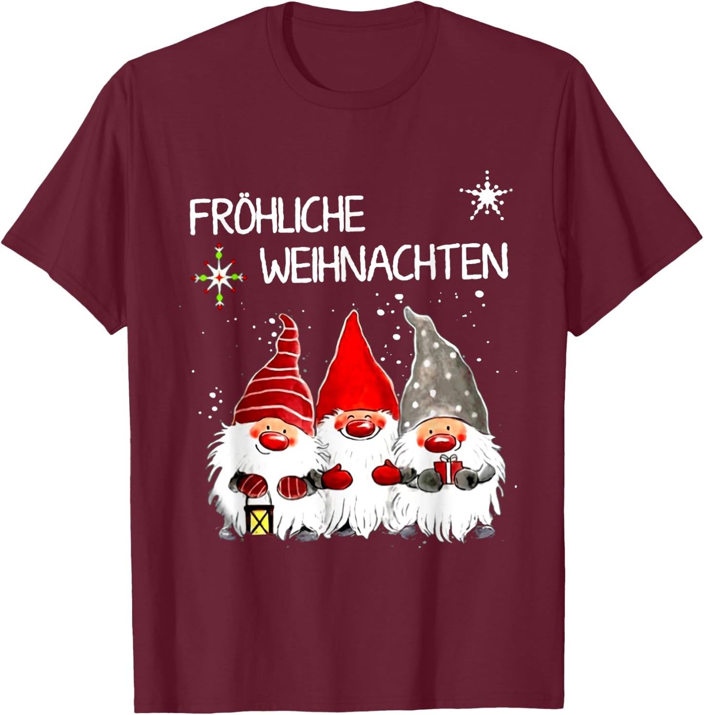 Gnomes Frohliche Weihnachten Funny Christmas T-Shirt - T-Shirt | Maroon
